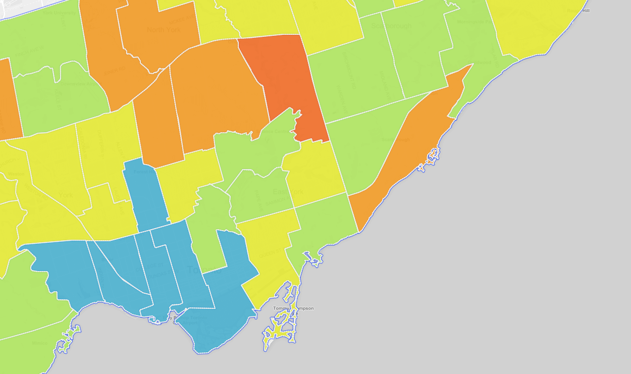 Toronto Real Estate Prices Map (Percentage Increase) May 2016